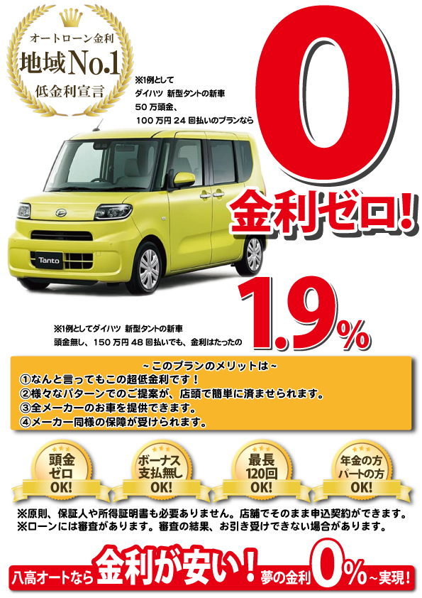 低金利ローン 八高オート